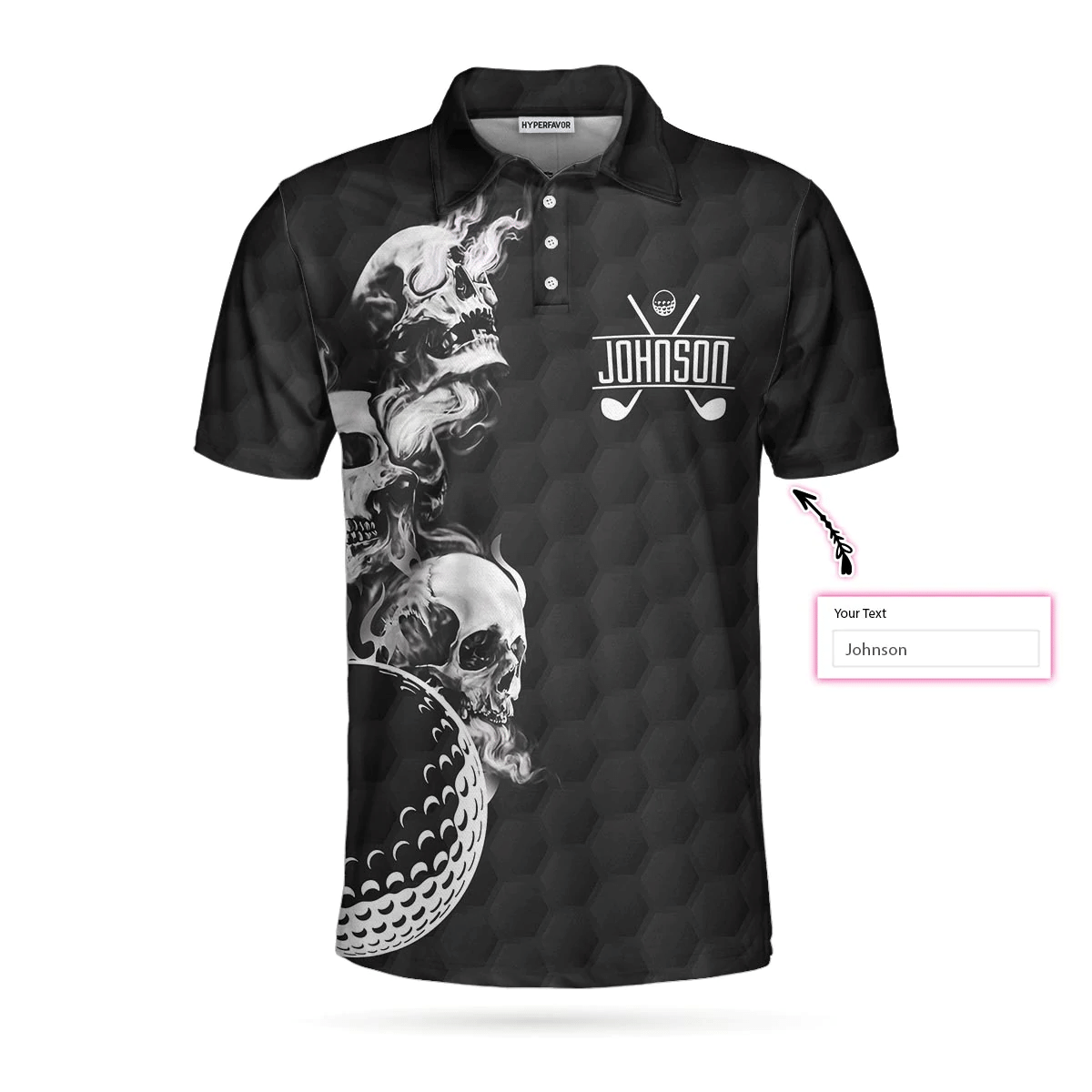 Personalized Golf Ball And Skulls Custom Polo Shirt Custom Golf Shirts Short Sleeve Polo For Men