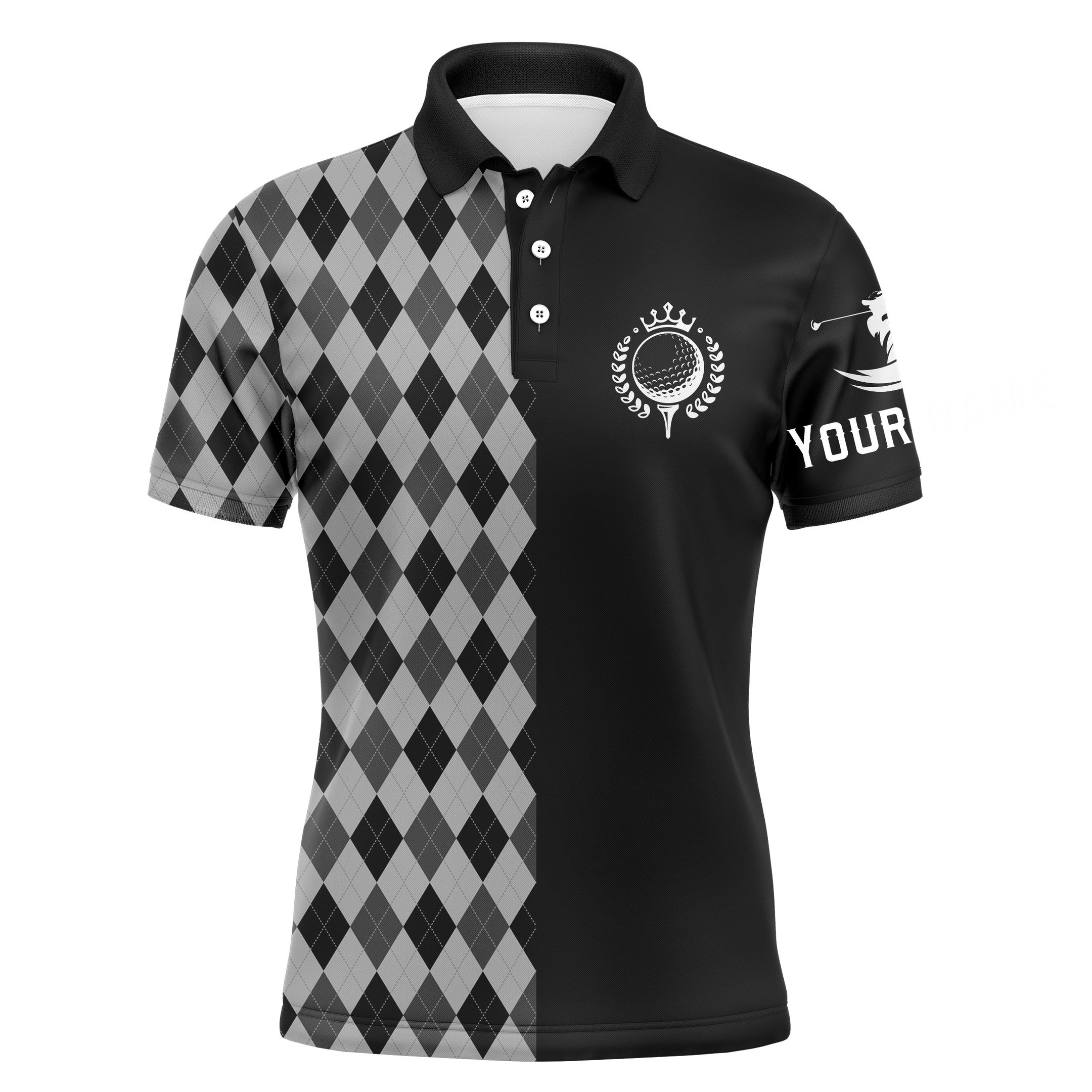 Personalized Golf Polo Shirts For Men Black Pattern Golf Upf Shirts Gifts For Golf Lovers