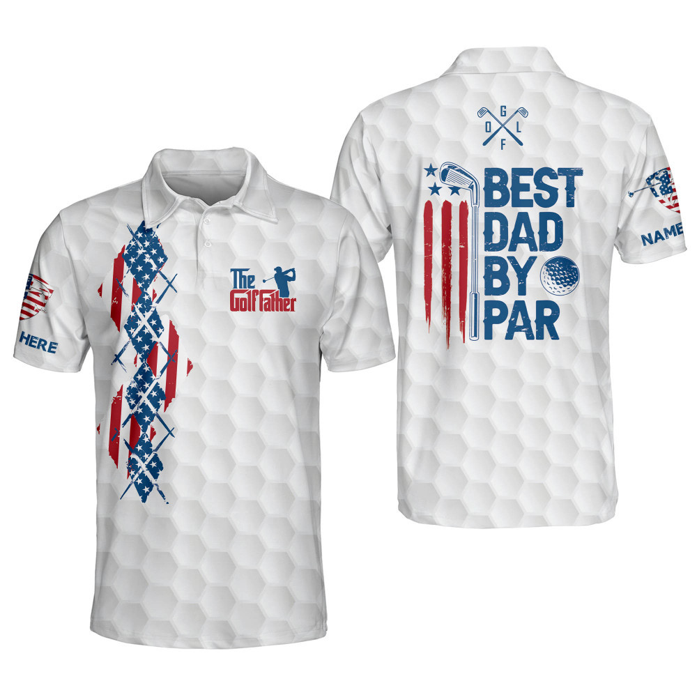 Personalized Golf Shirts for Men The Golf Father Best Dad By Par American Lightweight Golf Polos for Dad Father Grandpa