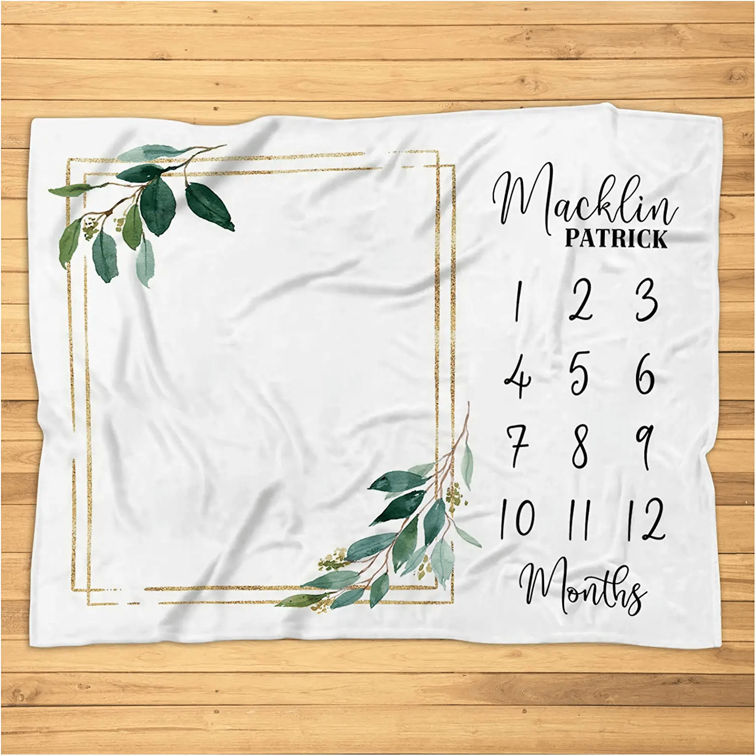 Personalized Greenery Milestone Blanket