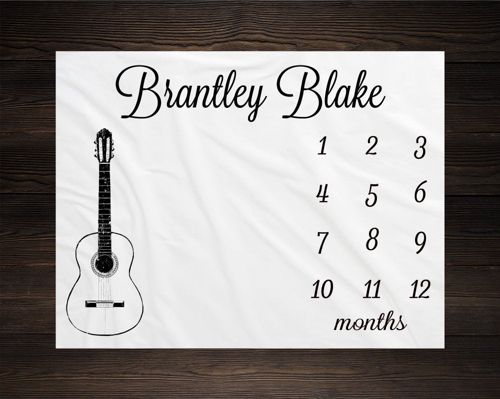 Personalized Guitar Milestone Blanket