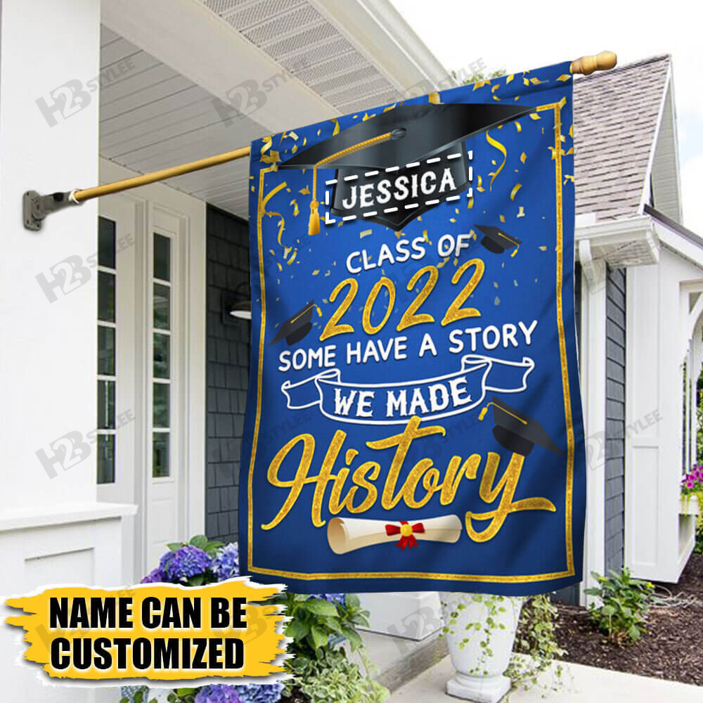 Personalized Happy Graduation Class Of 2022 Custom Text Graduation Flag Garden Flag House Flag