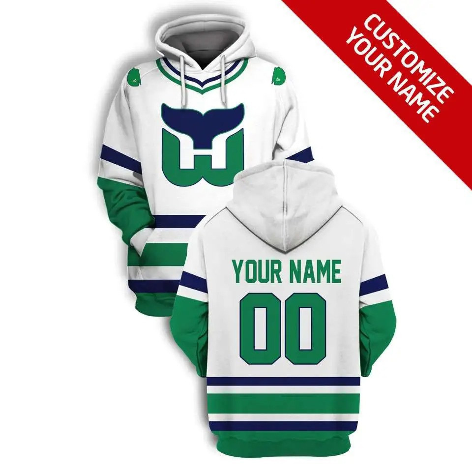 Personalized Hartford Whalers Nhl Custom Name And Number 3d Full Printing Hoodie