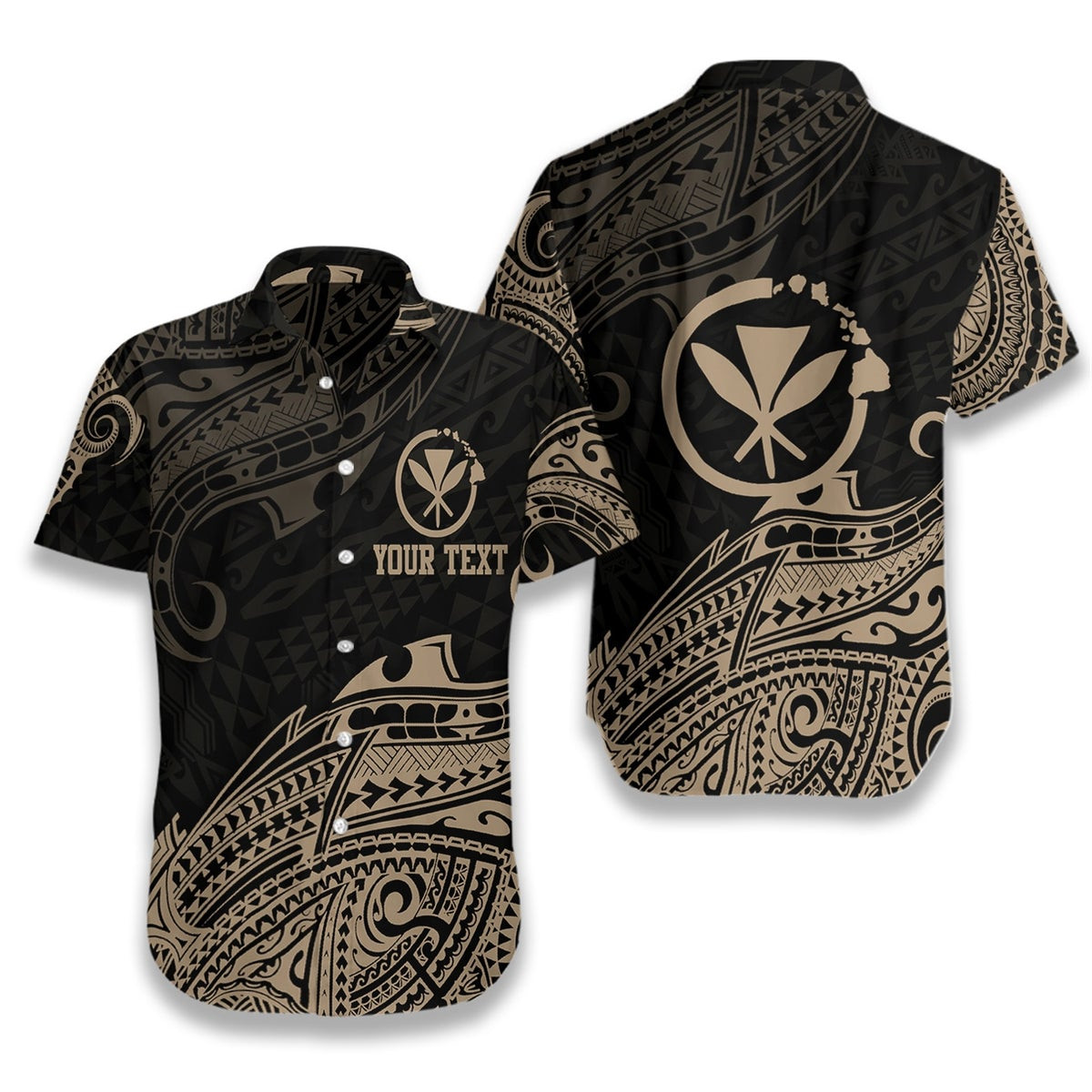 Personalized Hawaiian Gold Tribal Wave Custom Hawaiian Shirt