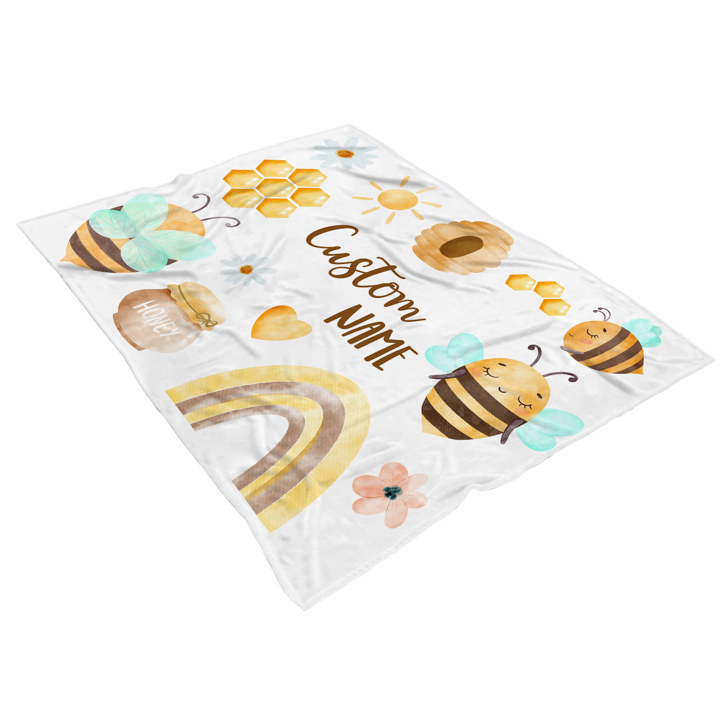 Custom Cute Bees Baby Blanket Nursery Decor