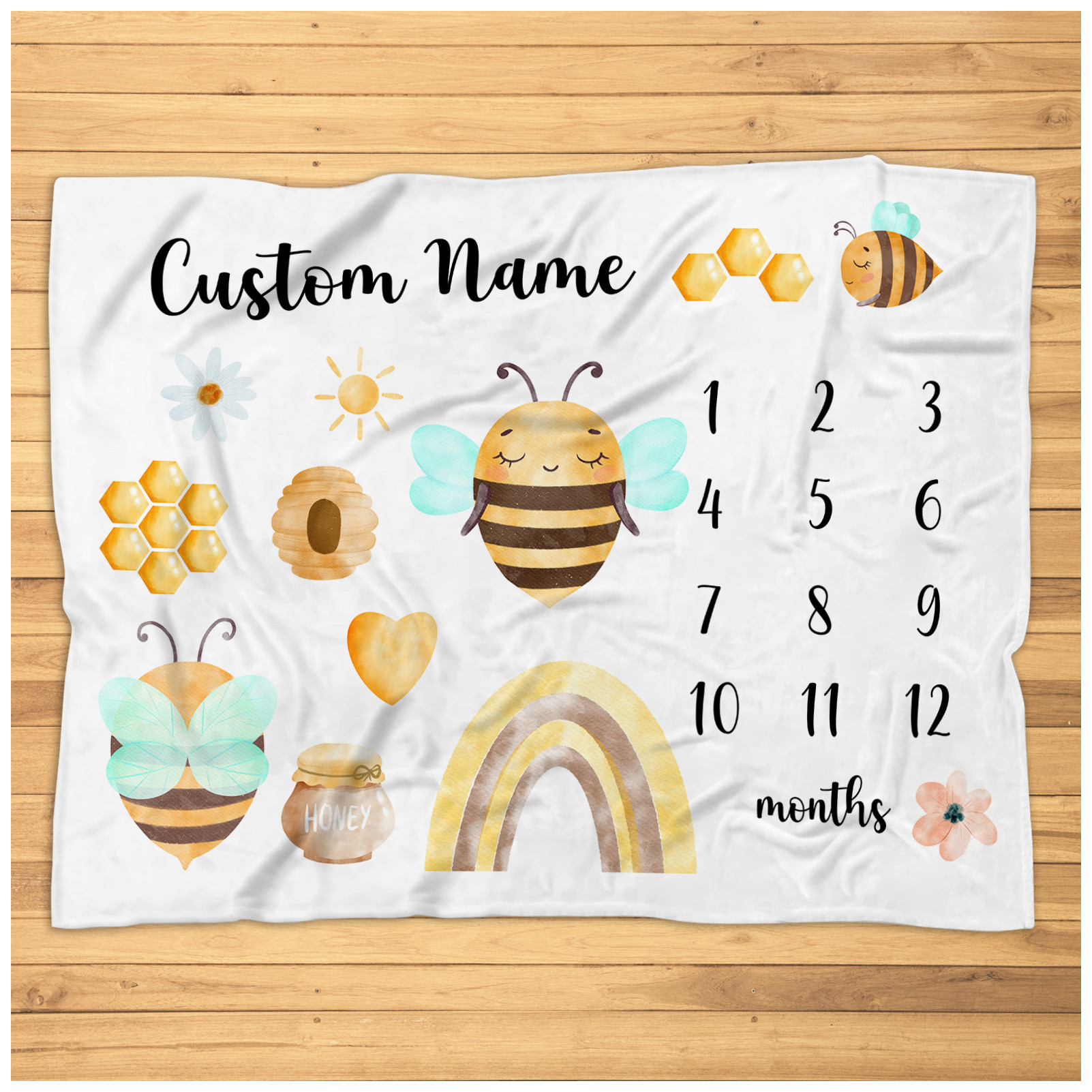 Personalized Honey Bee Milestone Blanket