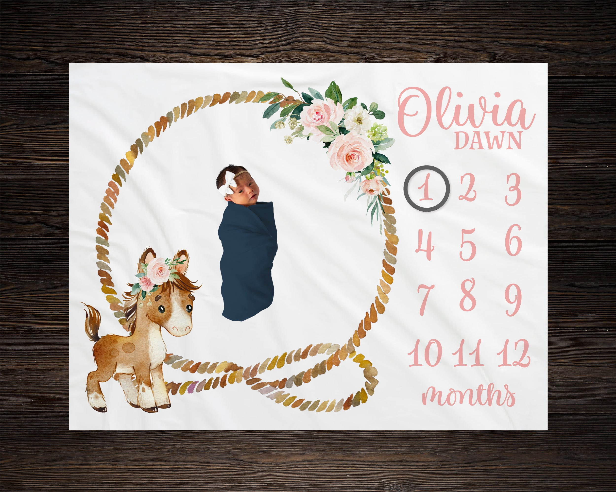 Personalized Horse Milestone Blanket