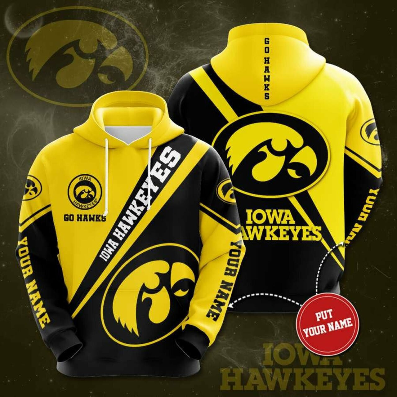 Personalized Iowa Hawkeyes Go Hawks Custom Name 3d All Over Print Hoodie