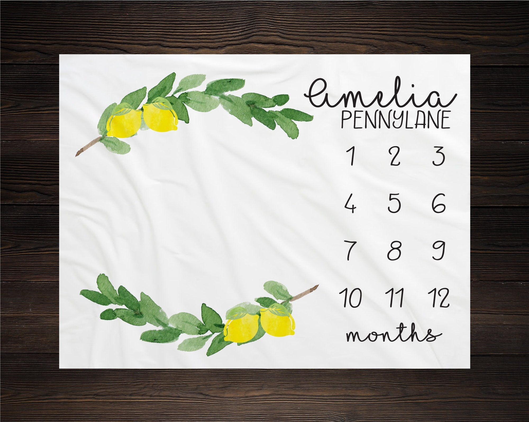 Personalized Lemons Milestone Blanket