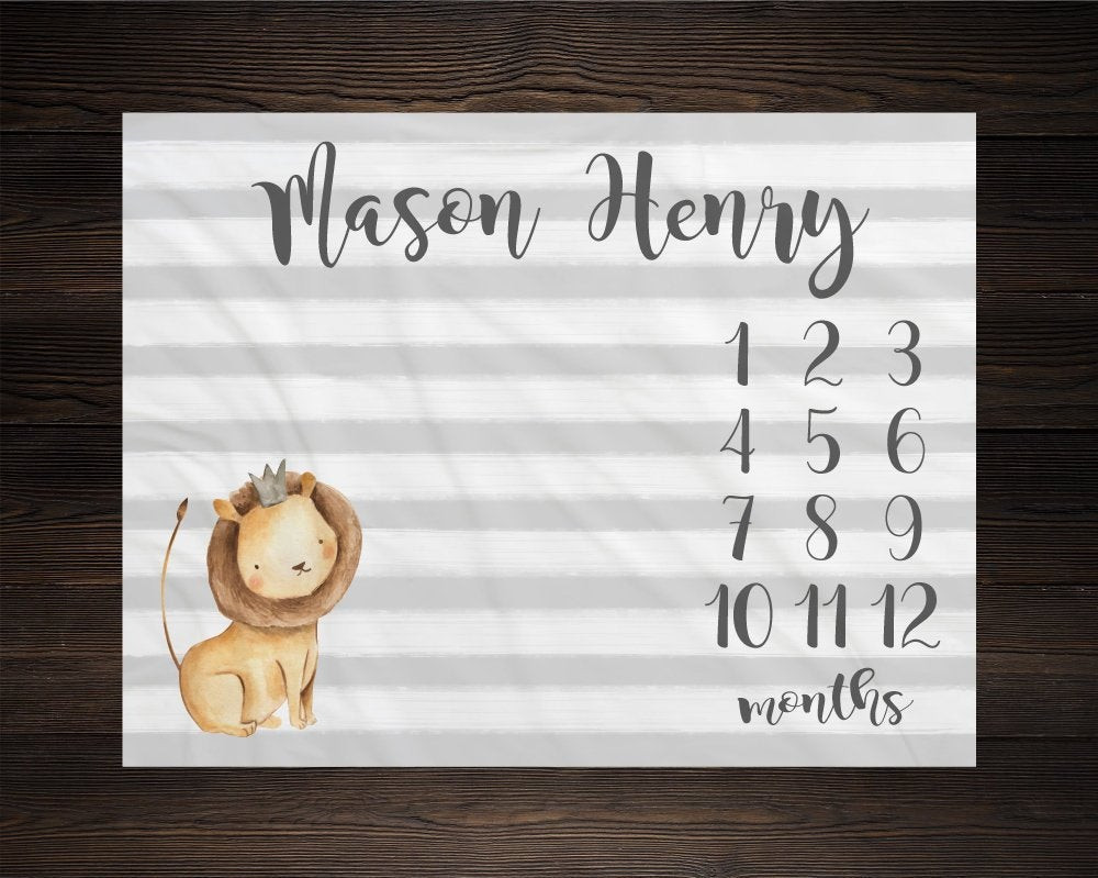 Personalized Lion Milestone Blanket