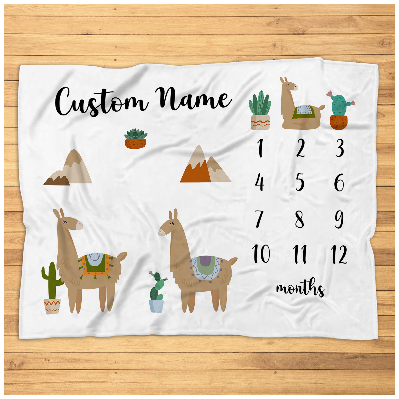 Personalized Llama Milestone Blanket