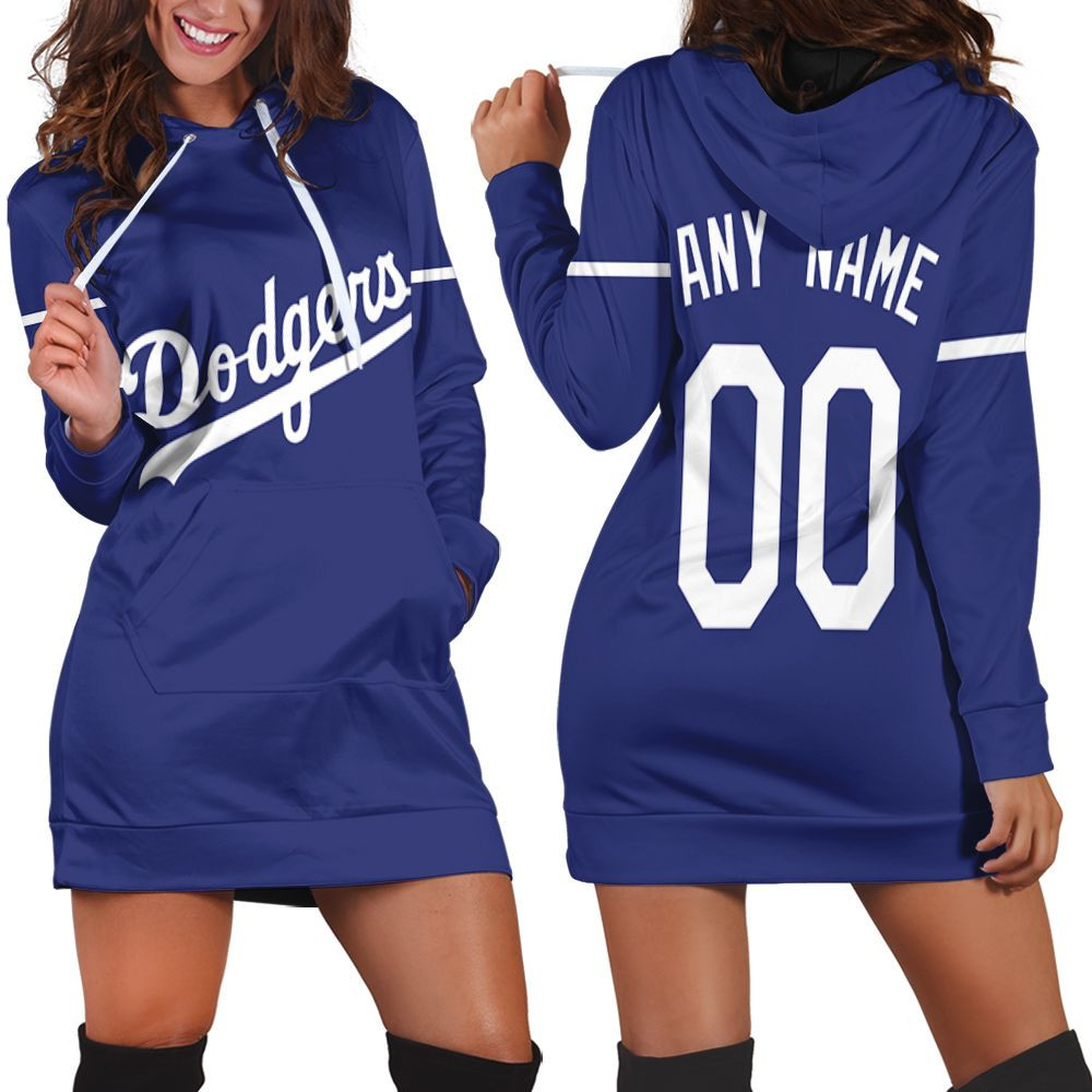 Personalized Los Angeles Dodgers Any Name 00 Mlb 2020 Alternative Blue Jersey Inspired Style Hoodie Dress Sweater Dress Sweatshirt Dress