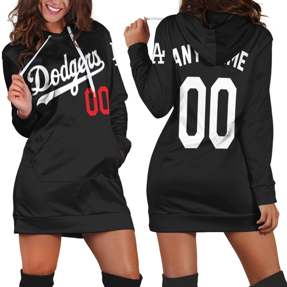 Personalized Los Angeles Dodgers Any Name 00 Mlb 2020 Team Black Jersey Inspired Style Hoodie Dress Sweater Dress Sweatshirt Dress