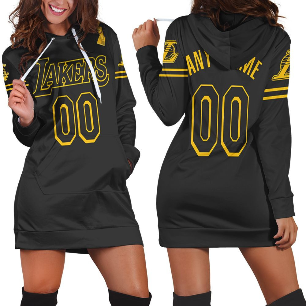 Personalized Los Angeles Lakers Any Name 00 Team 202 Black Jersey Inspired Style Hoodie Dress Sweater Dress Sweatshirt Dress