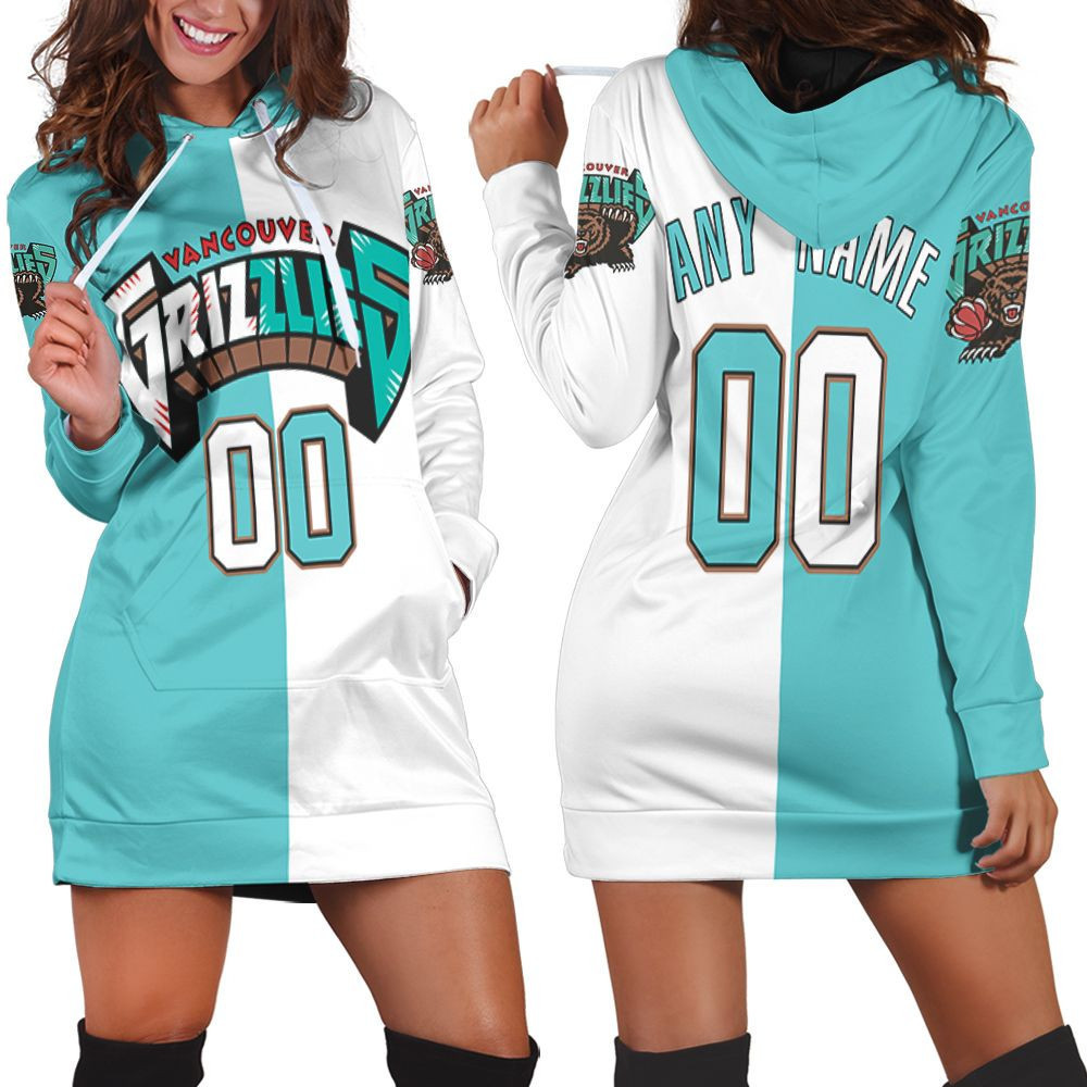 Personalized Memphis Grizzlies Any Name 2020 City Edition Split White Teal Jersey Inspired Jersey Hoodie Dress Sweater Dress Sweatshirt Dress