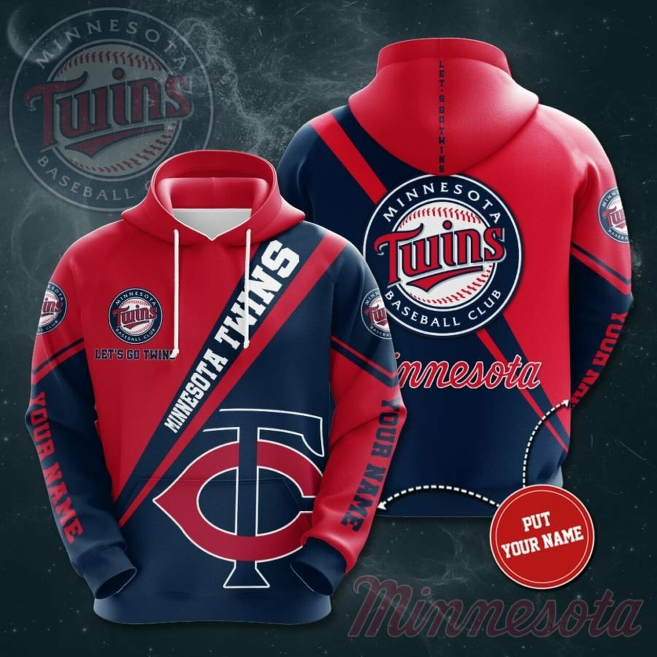 Personalized Minnesota Twins Custom 3d All Over Print Hoodie