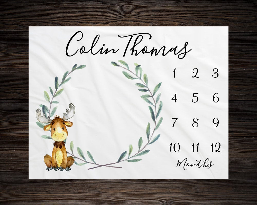 Personalized Moose Milestone Blanket