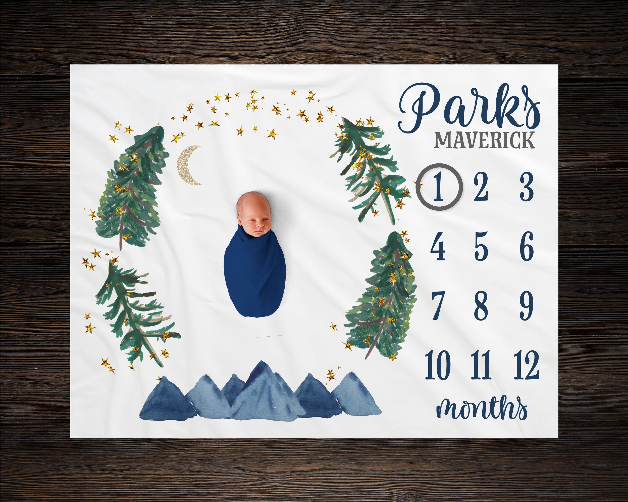 Personalized Moutain Milestone Blanket