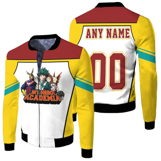 Personalized My Hero Academia All Hero Characters Up To Fight Novelty Gift For Boku No Hero Academia Fans Fleece Bomber Jacket