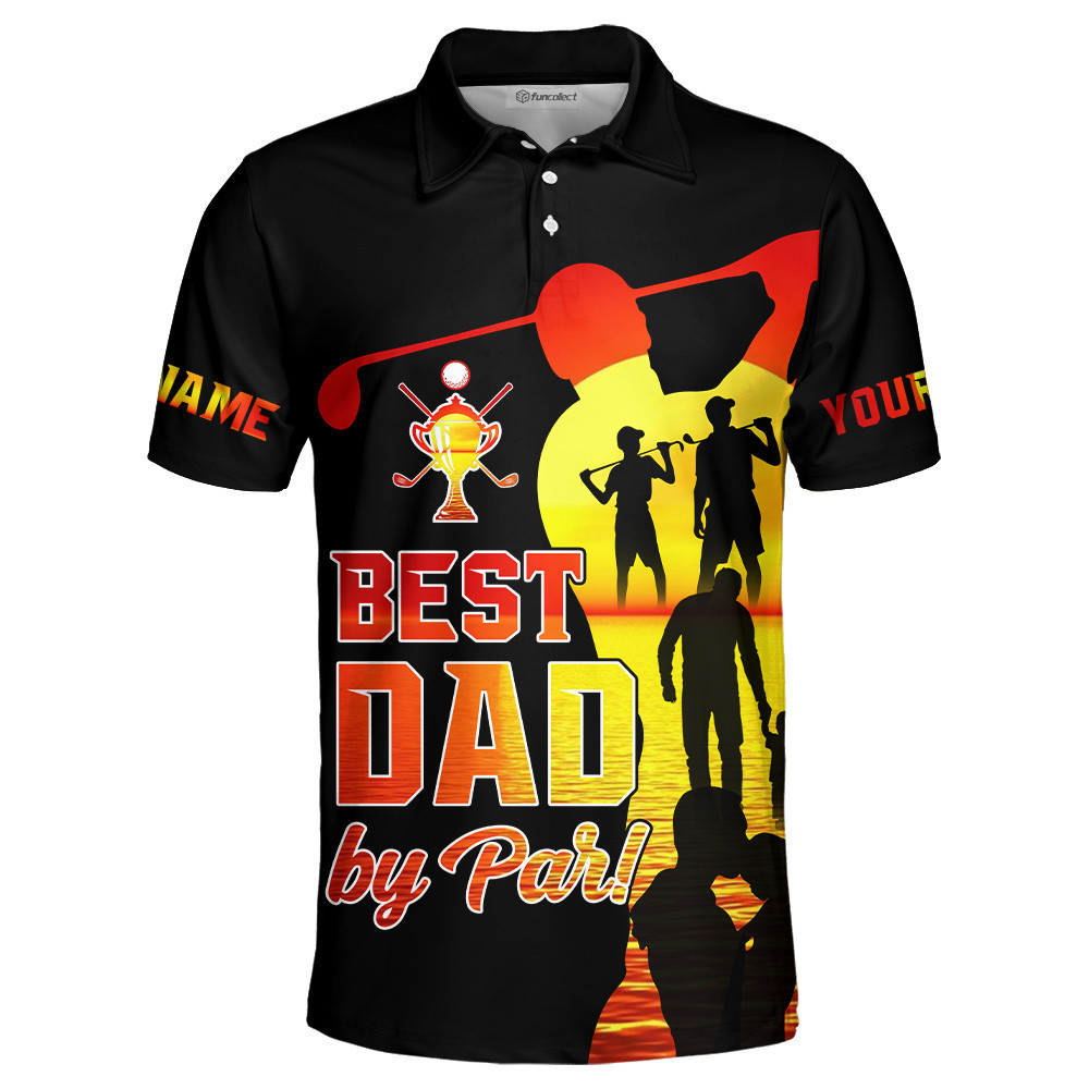 Personalized Name Best Dad By Par Golf Love Polo Shirt Bomber Shirt Golf Hoodie Shirt For Men