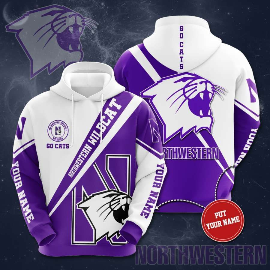 Personalized Northwestern Wildcats No1484 Custom Hoodie 3D All Over Print