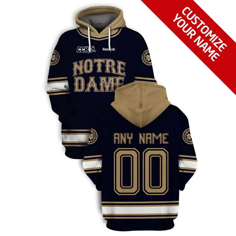 Personalized Notre Dame Fighting Irish Nhl Custom Name And Number 3d Full Printing Hoodie