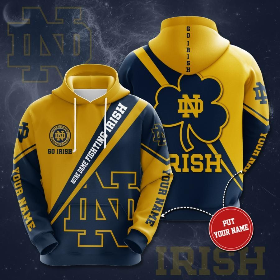 Personalized Notre Dame Fighting Irish No1502 Custom Hoodie 3D Size S to 5XL
