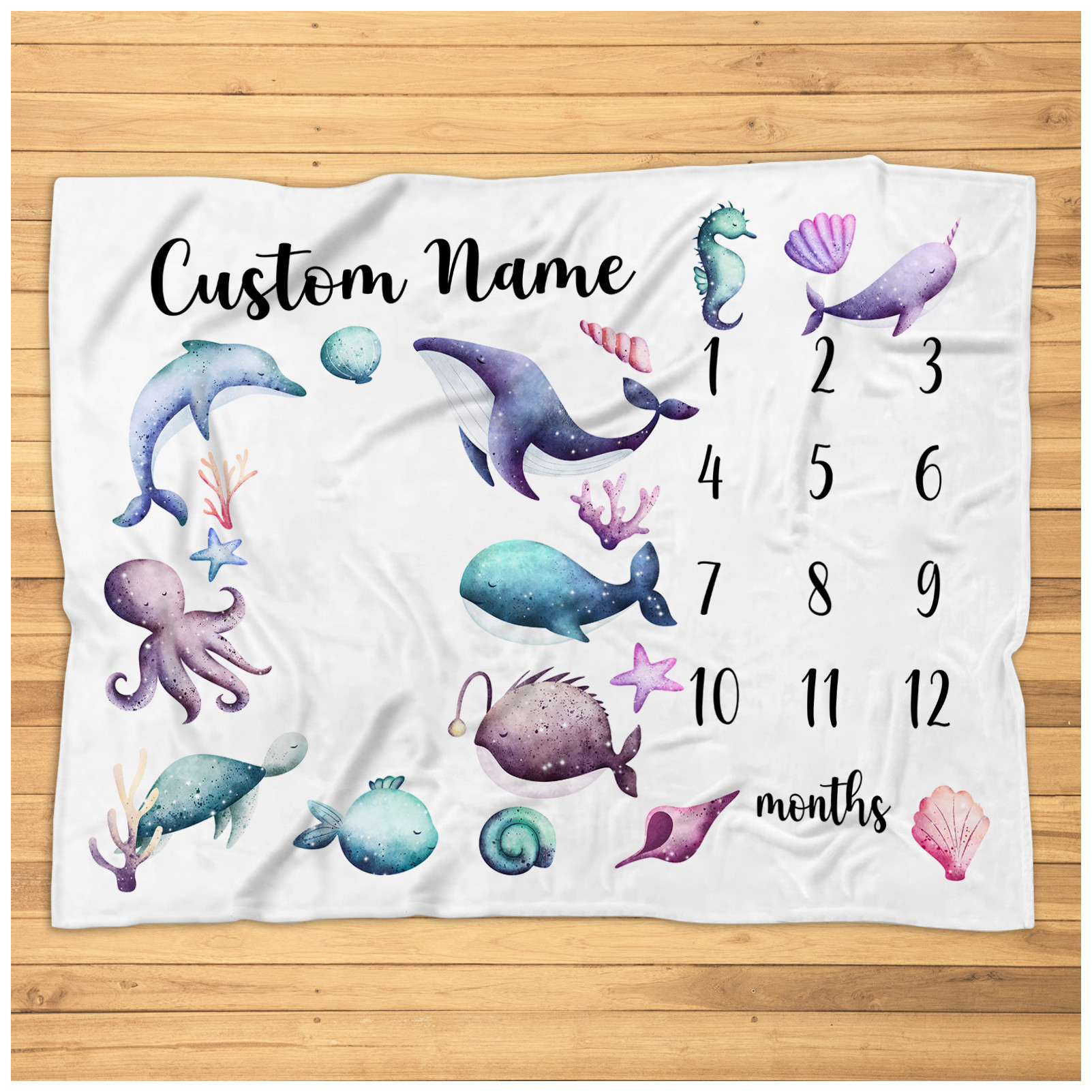 Personalized Ocean Milestone Blanket