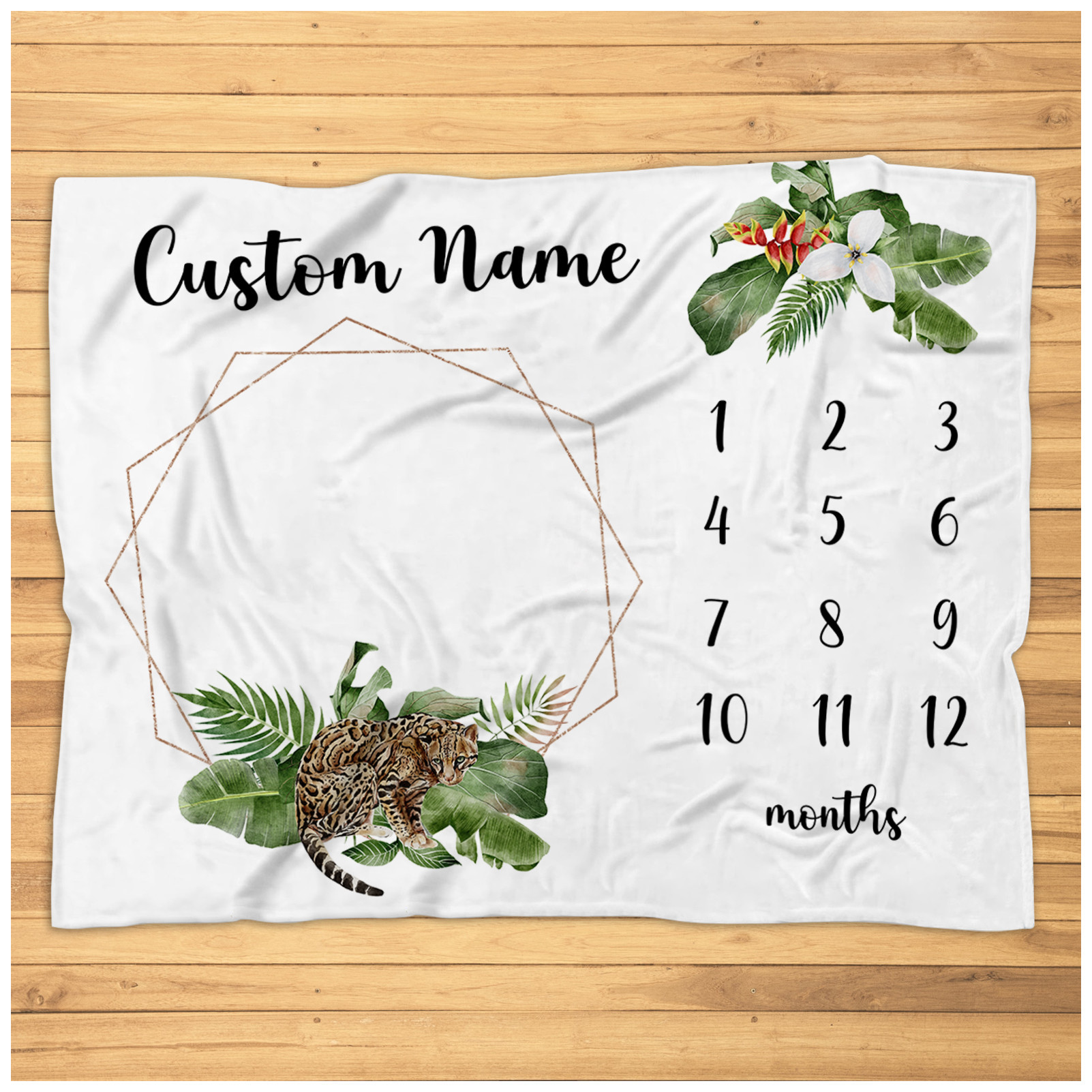 Personalized Ocelot Milestone Blanket