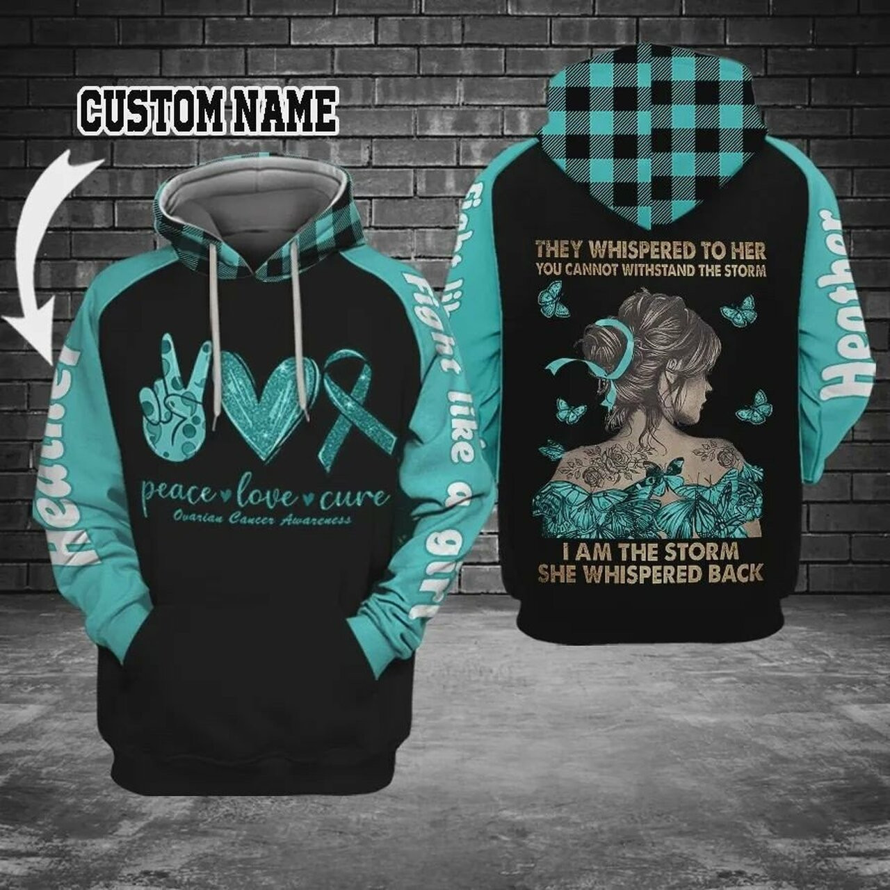 Personalized Ovarian Cancer Awareness Custom Name 3d All Over Print Hoodie