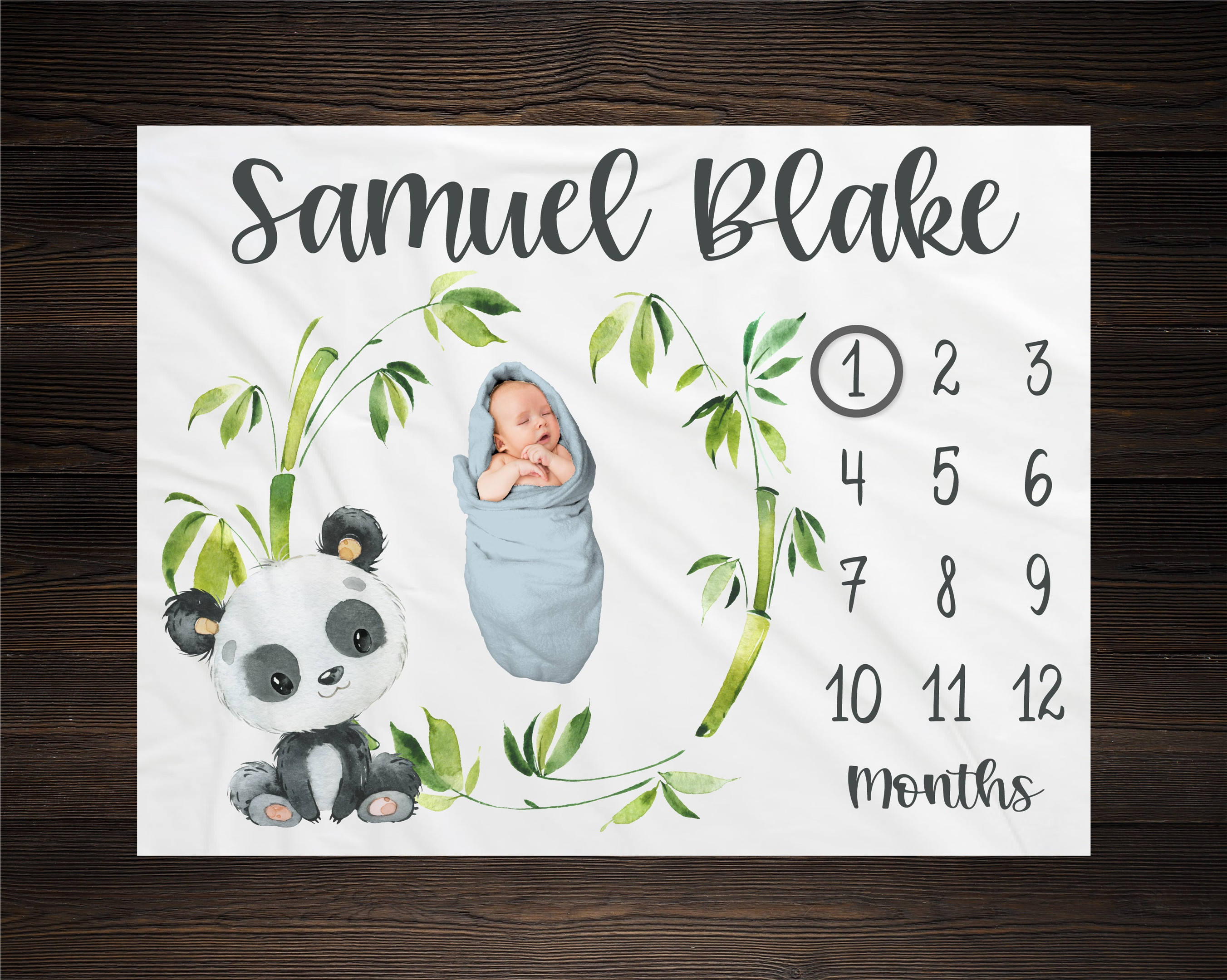 Personalized Panda Milestone Blanket