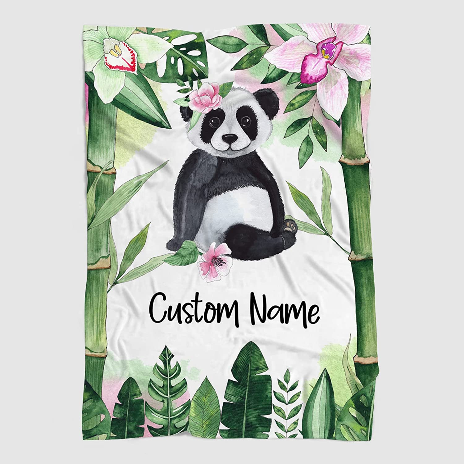 Personalized Panda Tropical Baby Blanket