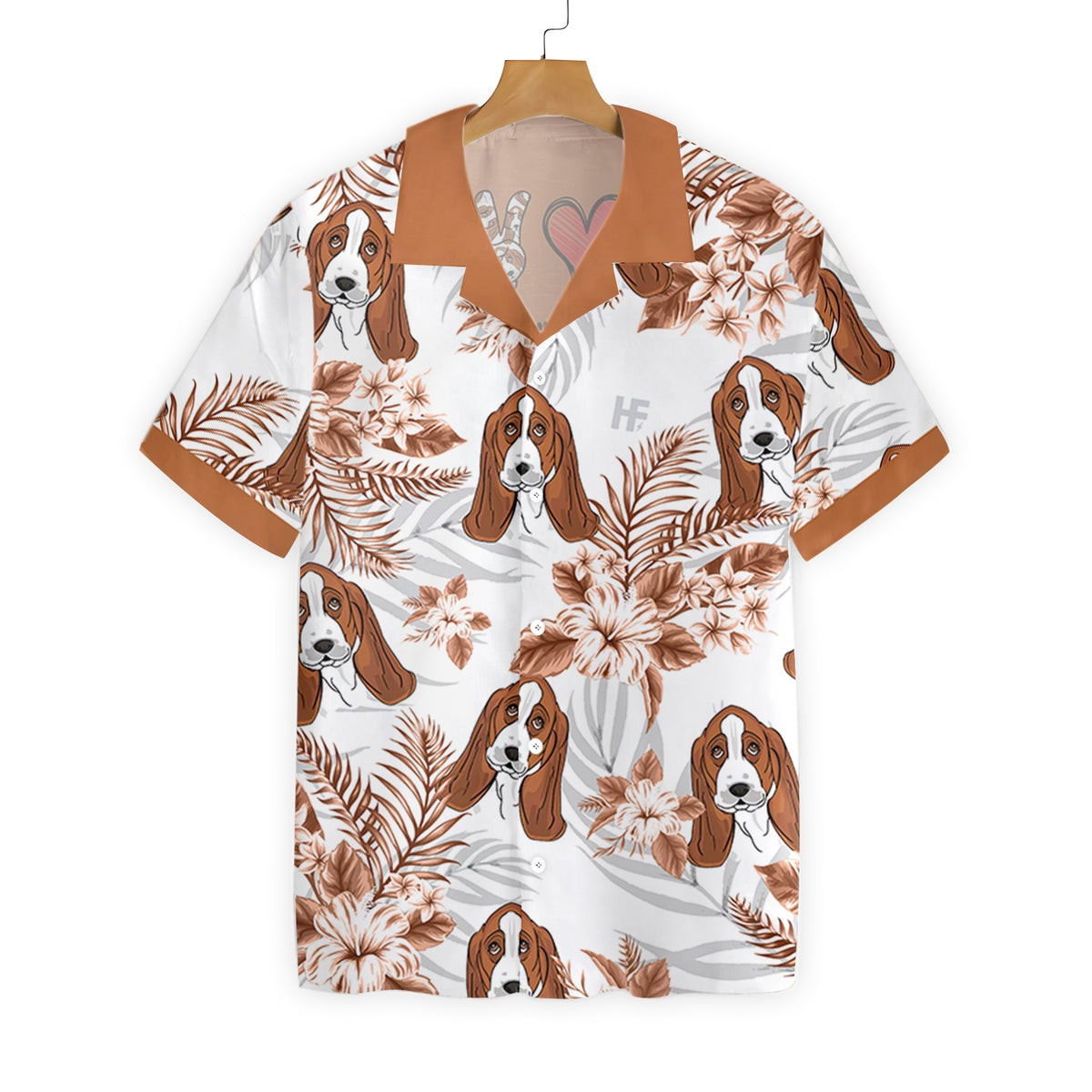 Personalized Peace Love Basset Hound Custom Hawaiian Shirt