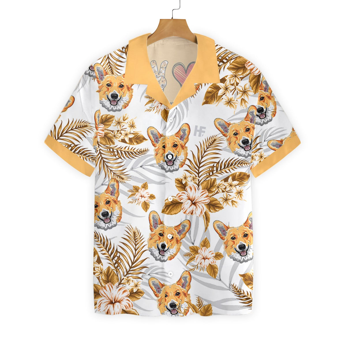 Personalized Peace Love Corgi Custom Hawaiian Shirt