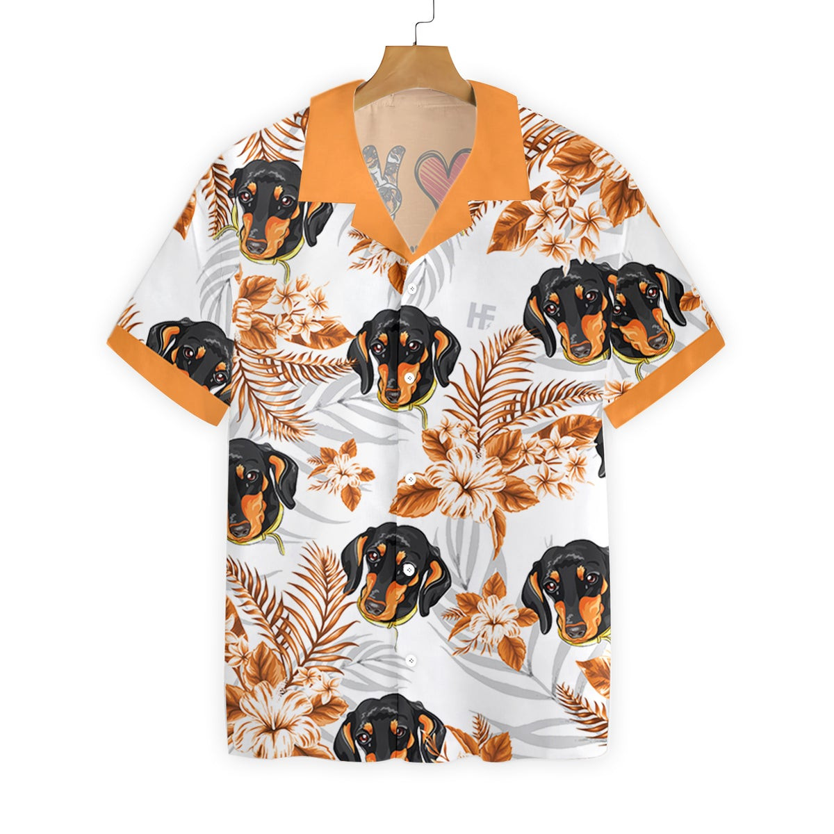 Personalized Peace Love Dachshund Custom Hawaiian Shirt