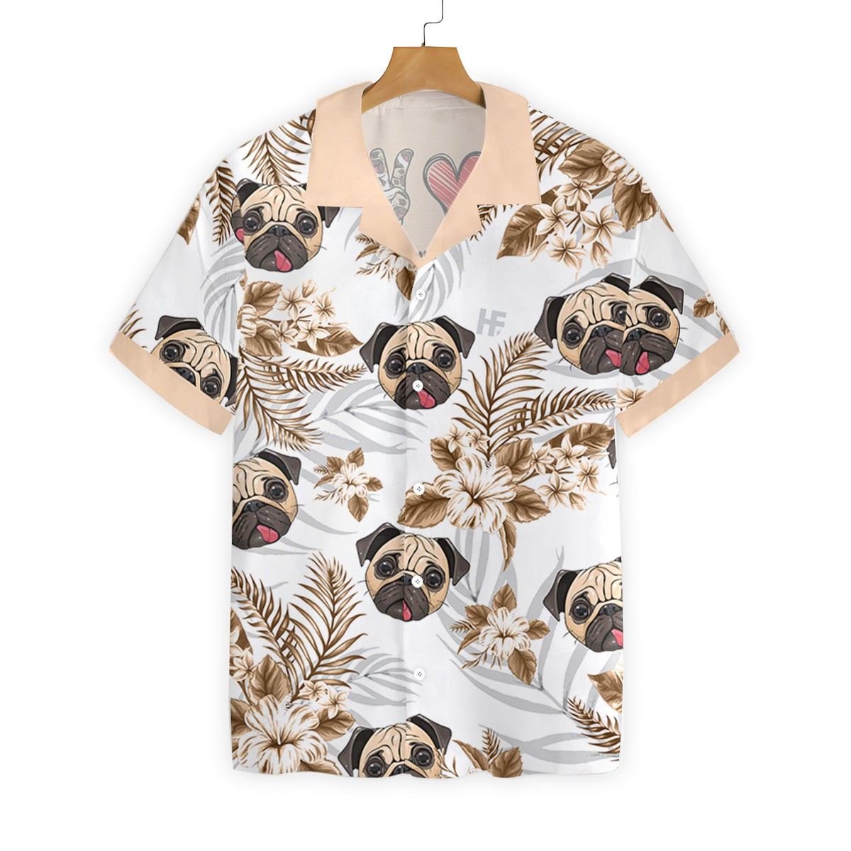 Personalized Peace Love Pug Custom Hawaiian Shirt