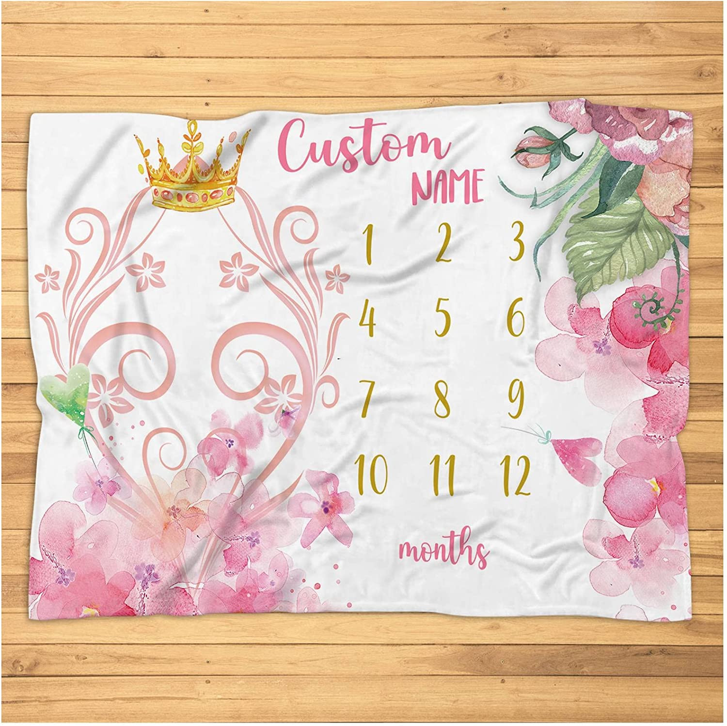 Personalized Princess Crown Milestone Blanket