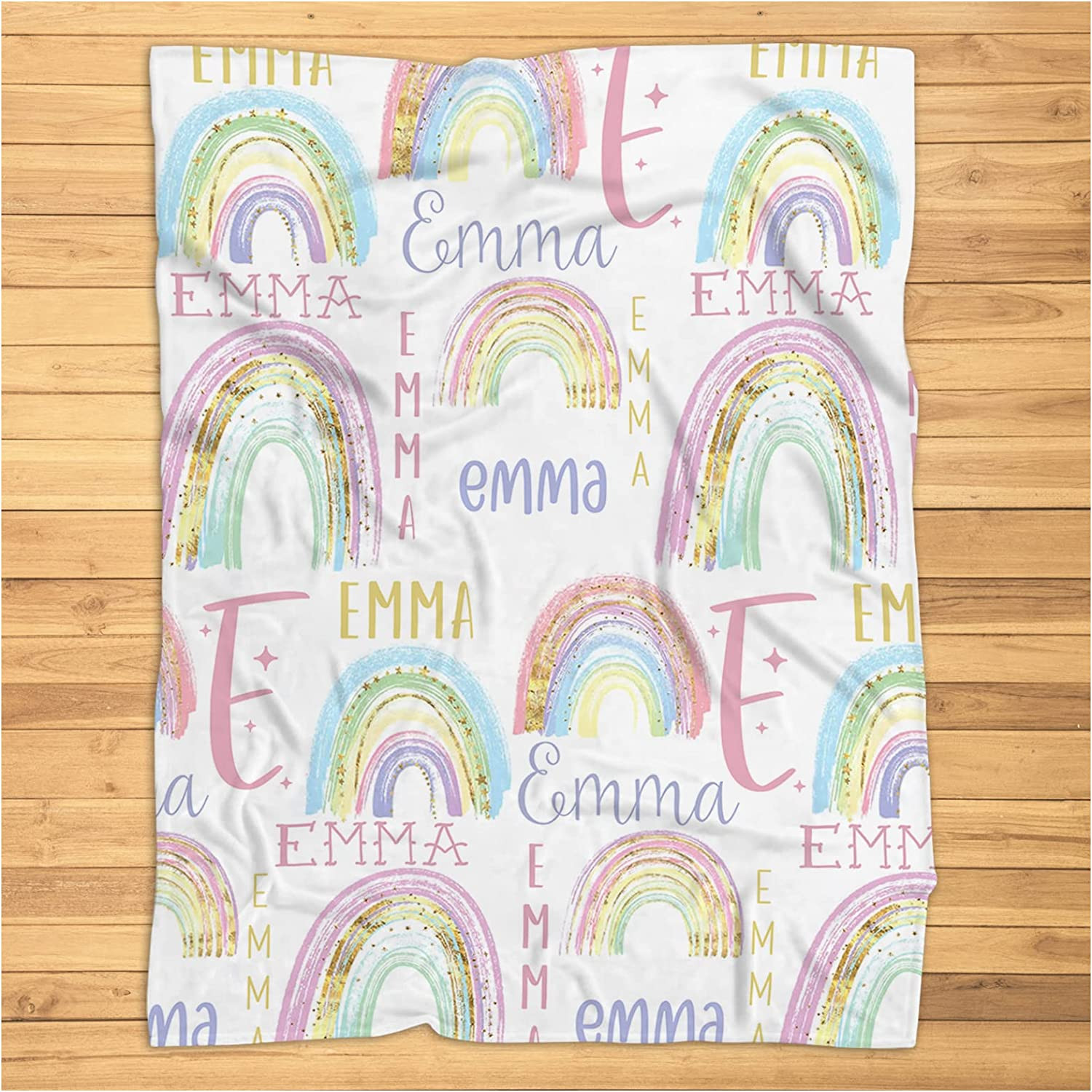 Personalized Rainbow Baby Blanket