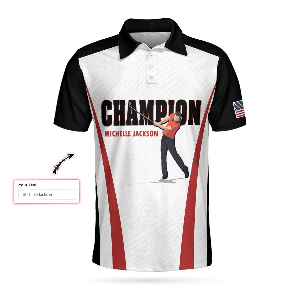 Personalized Red And White American Flag Custom Polo Shirt Champion Golfer Polo Shirt Best Golf Shirts Short Sleeve Polo For Men