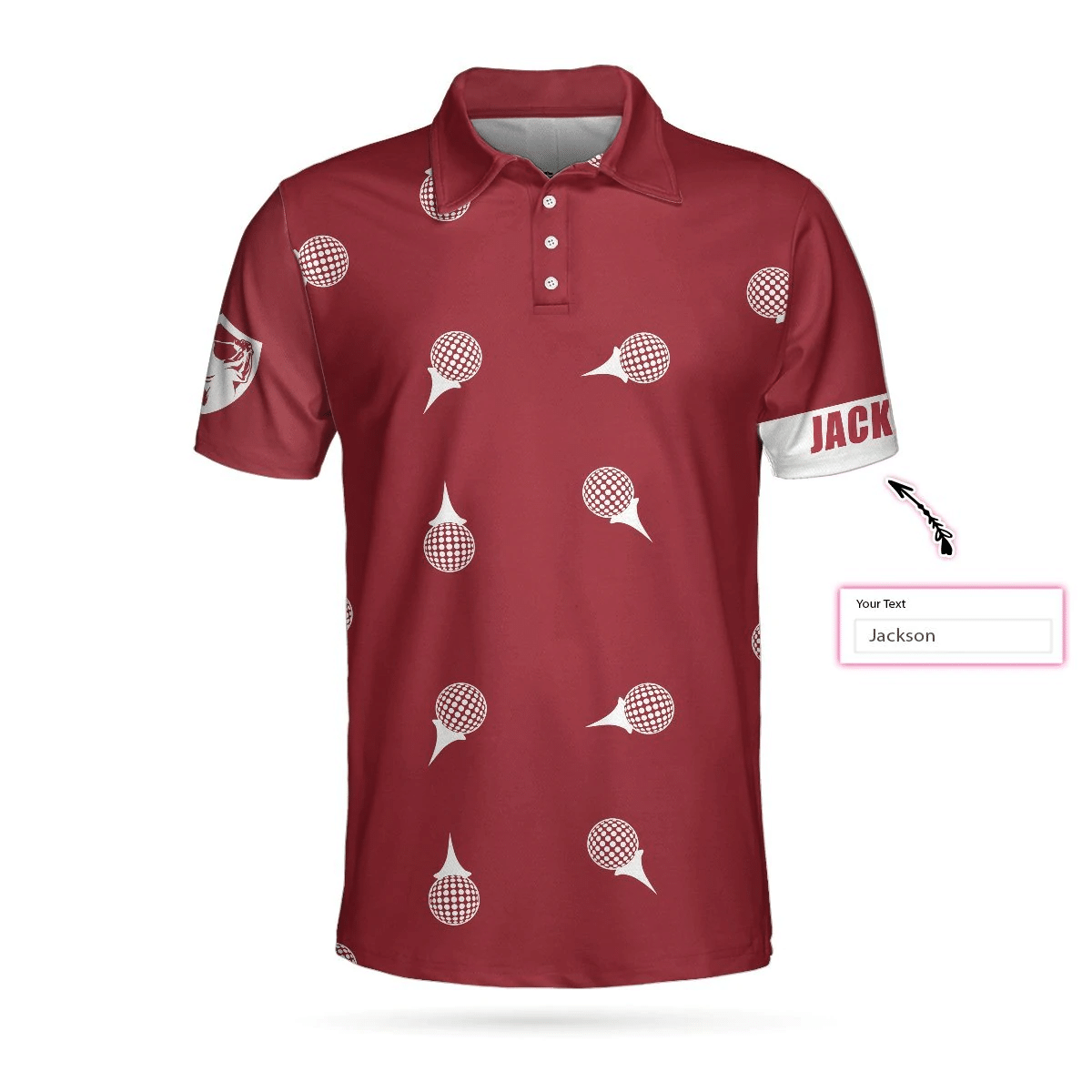 Personalized Red and White Golf Custom Polo Shirt Golf Tee Pattern Polo Shirt Cool Golf Shirts Short Sleeve Polo For Men