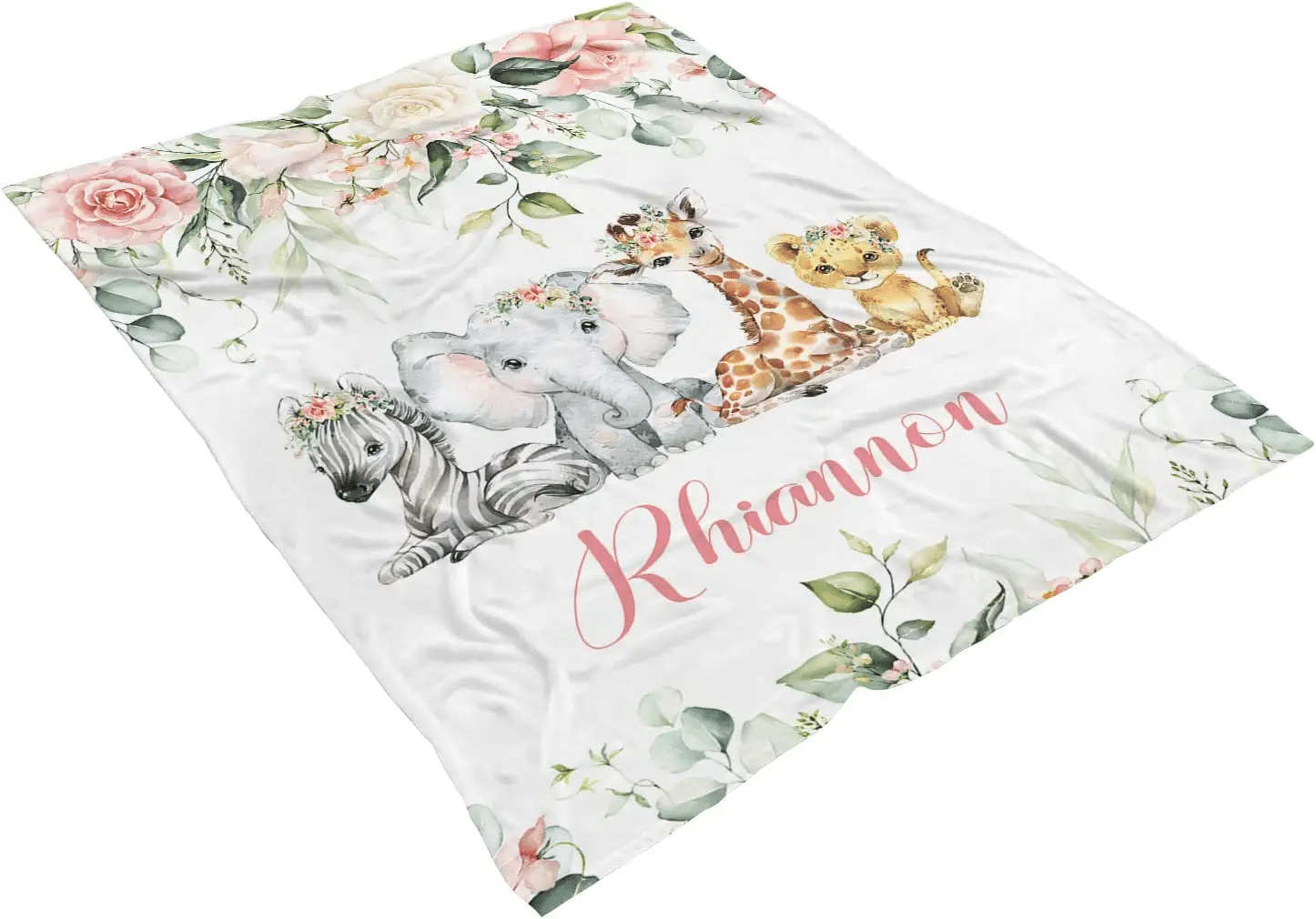 Personalized Floral Baby Girl Blanket