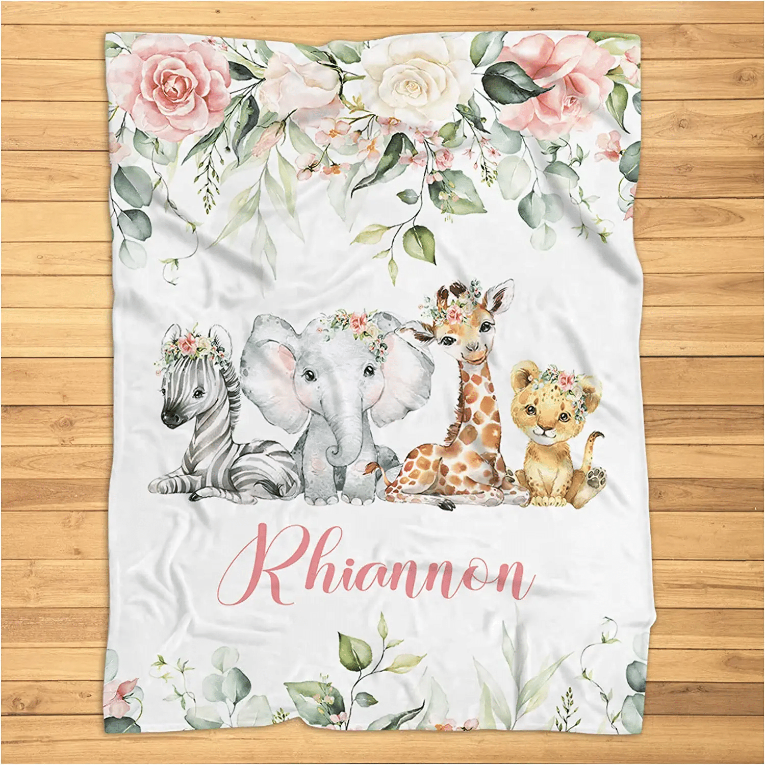 Personalized Safari Baby Name Blanket