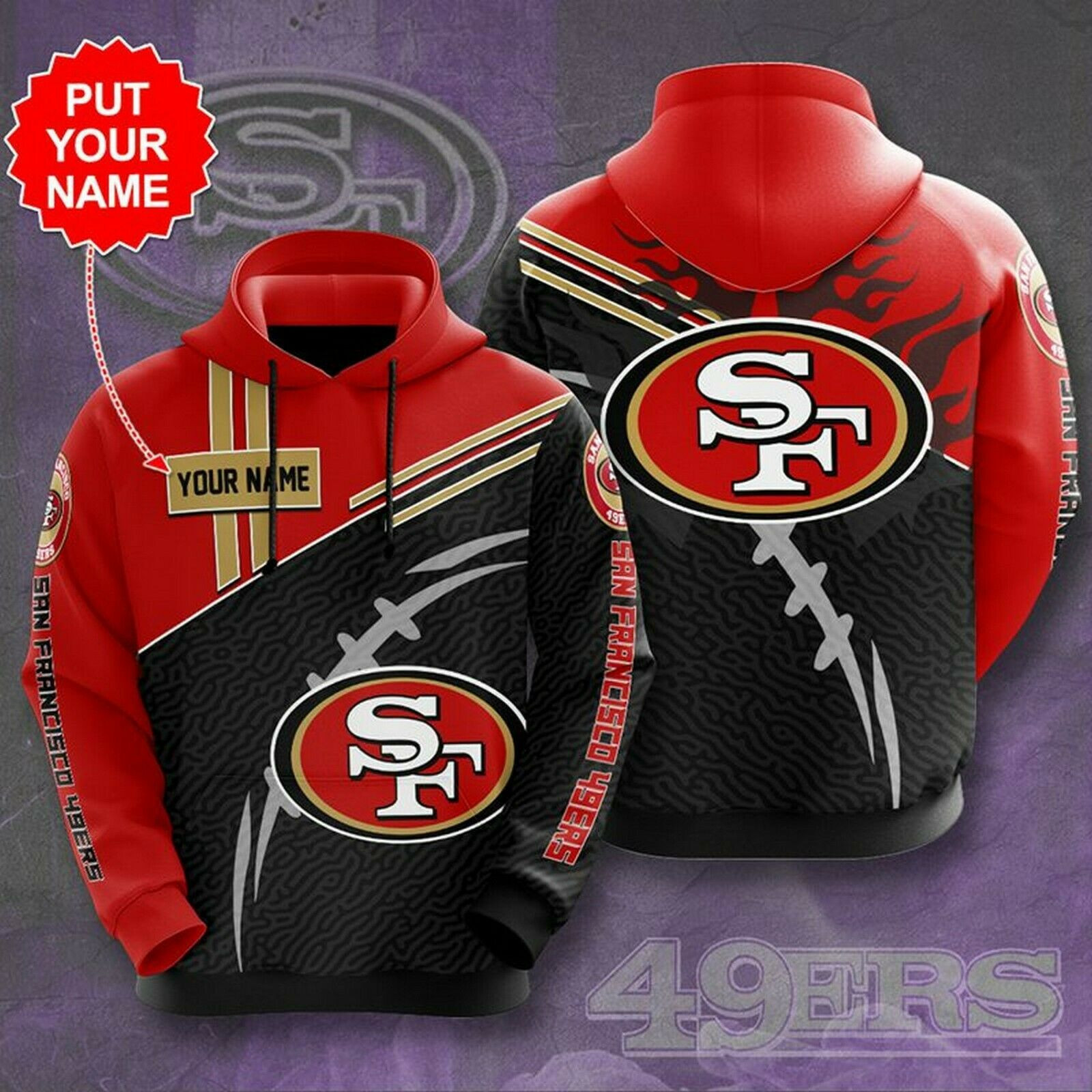 Personalized San Francisco 49ers Hoodie 3D All Over Printed Size S