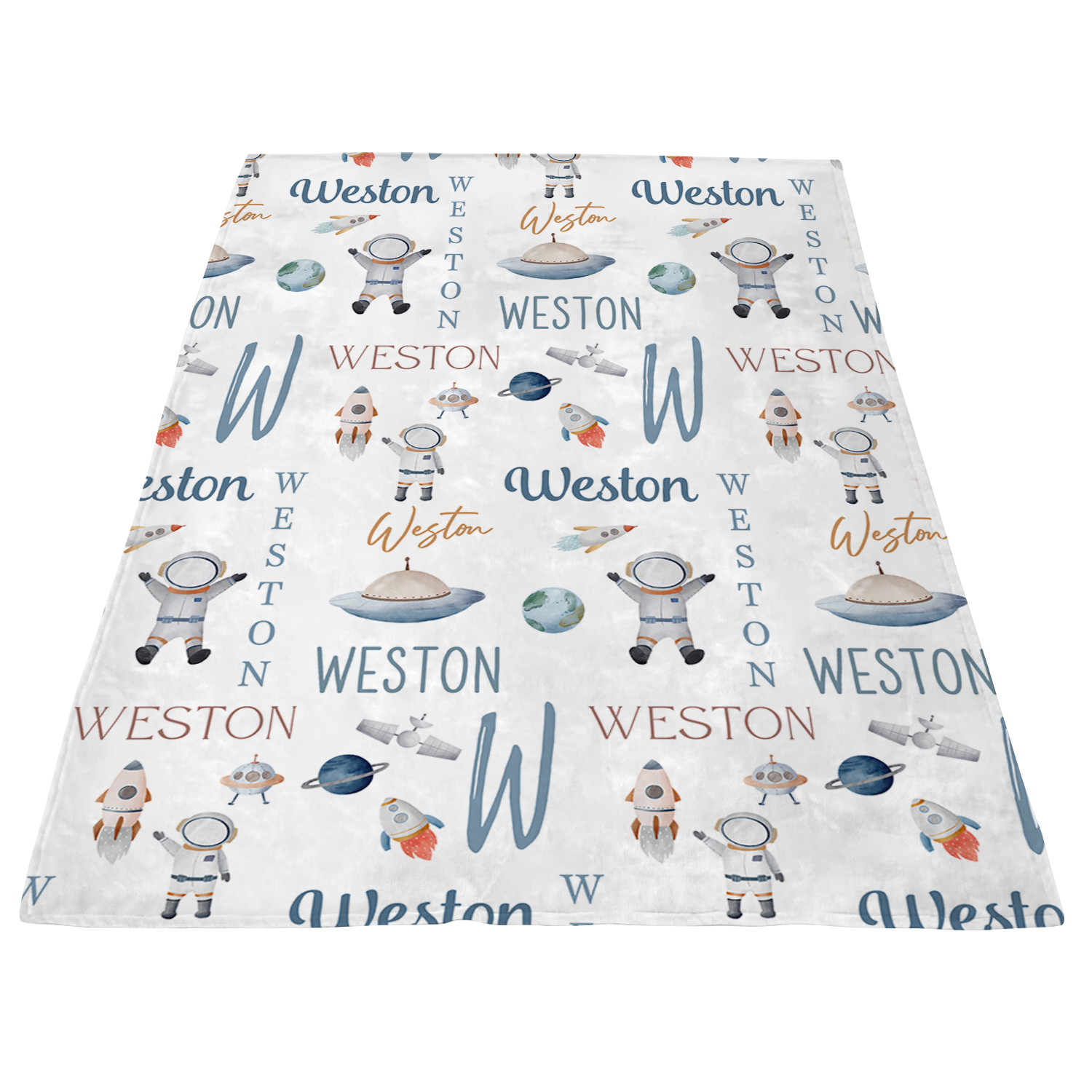 Custom Name Space Baby Blanket Shower Gift Plush Fleece Blanket
