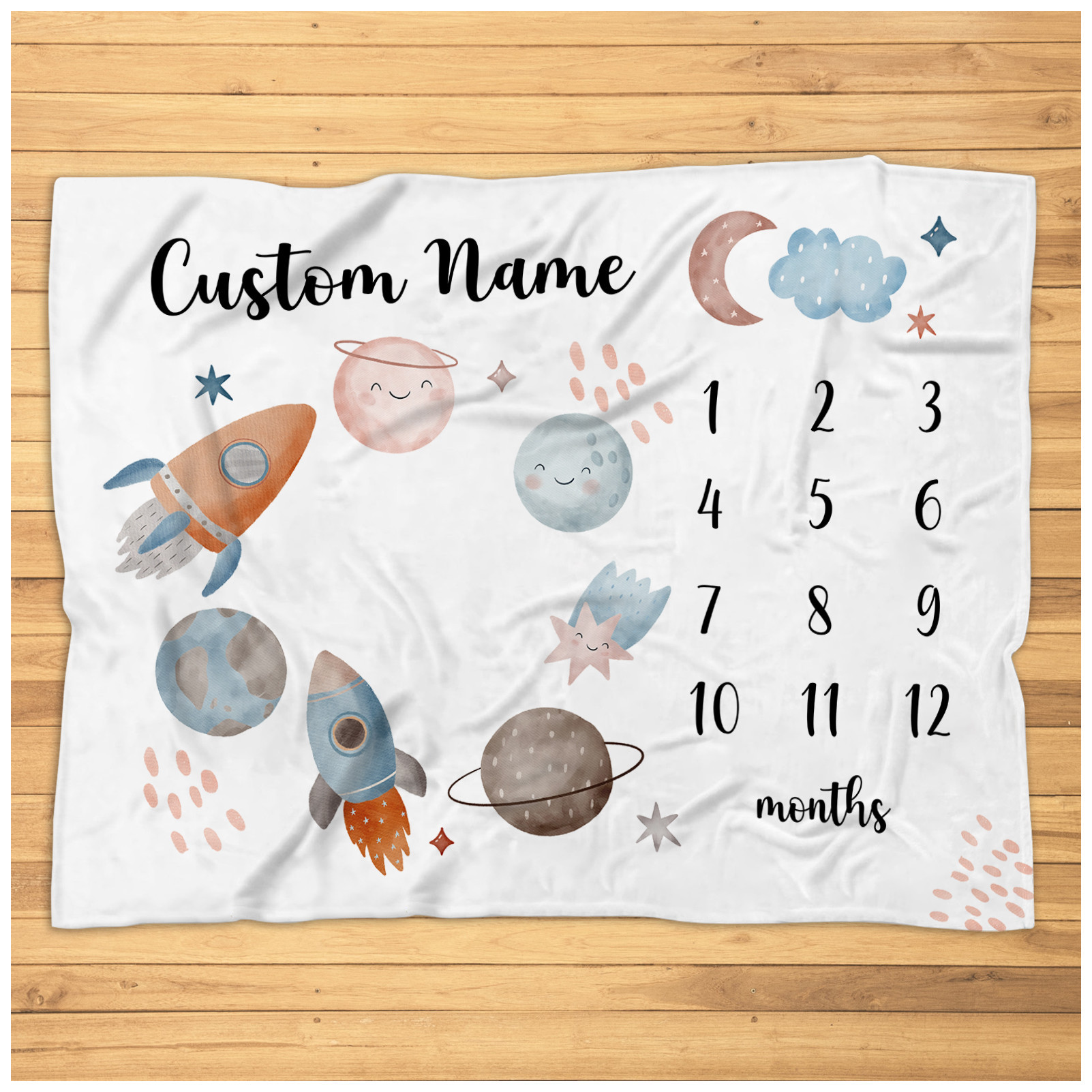 Personalized Space Milestone Blanket