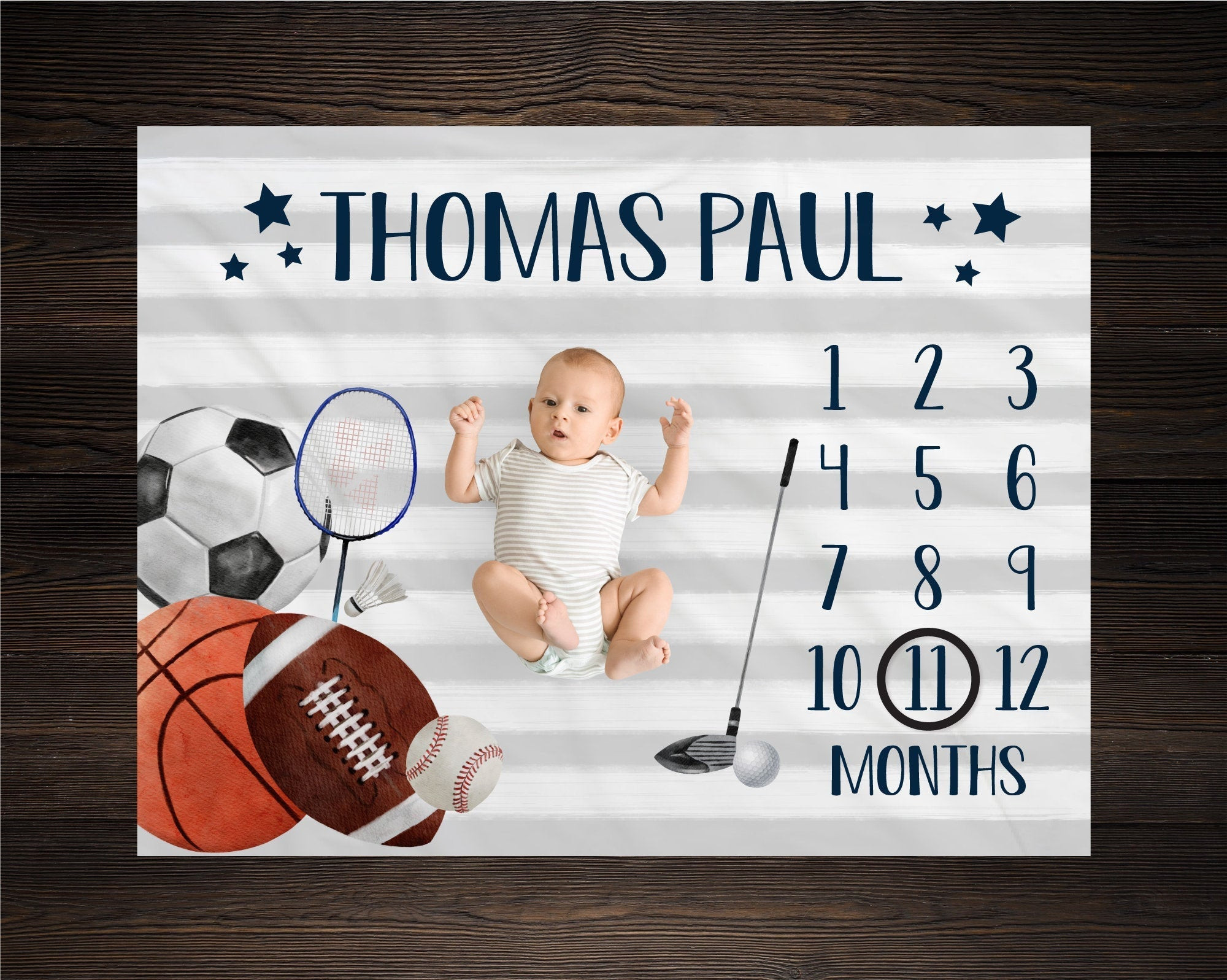 Personalized Sport Milestone Blanket