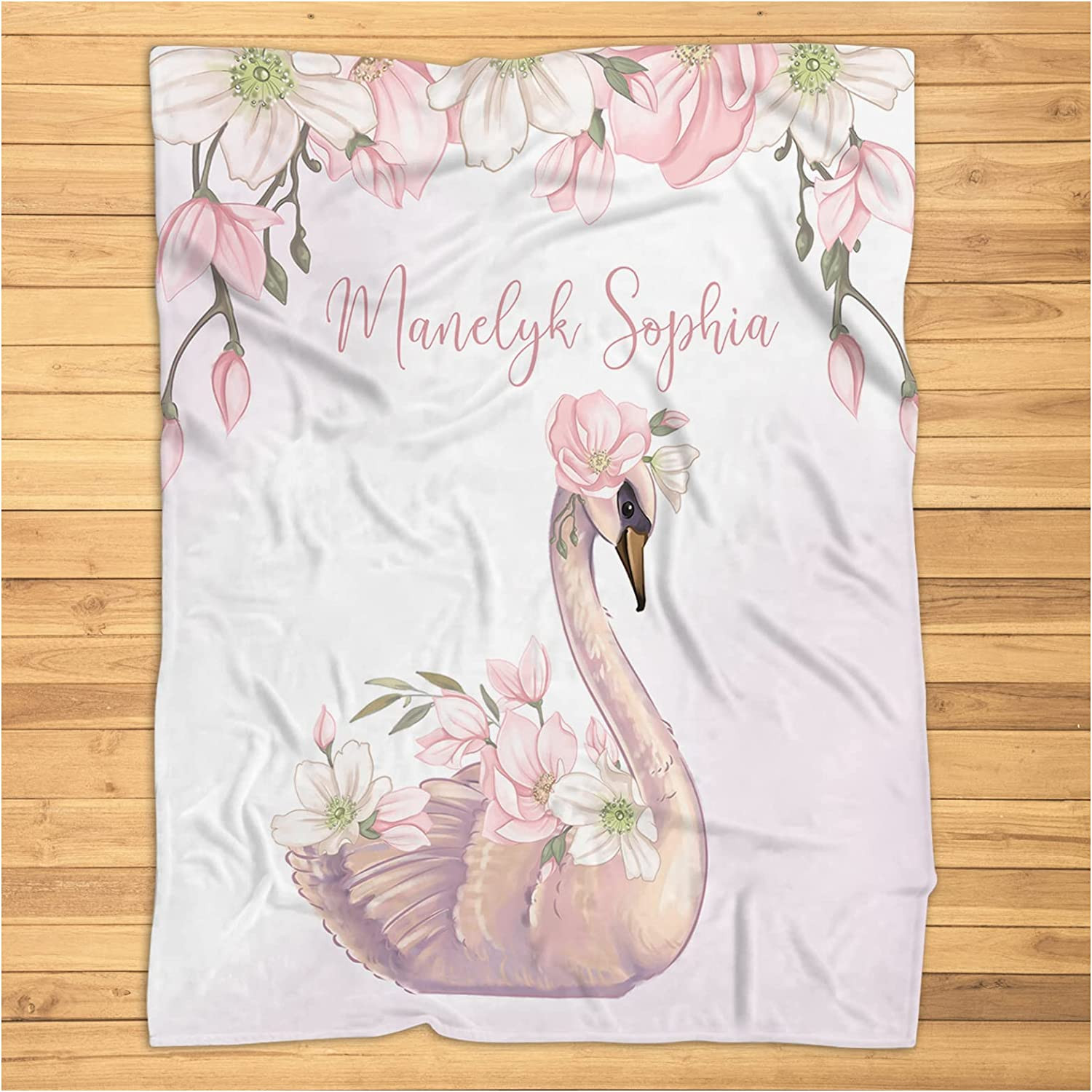 Personalized Swan Baby Blanket