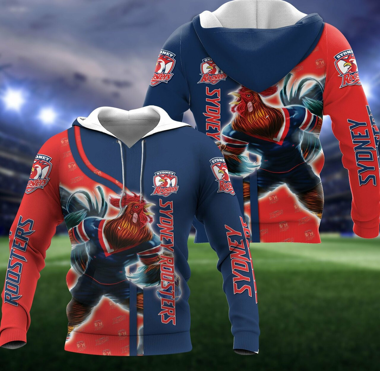 Personalized Sydney Roosters Mascot Custom 3d All Over Print Hoodie