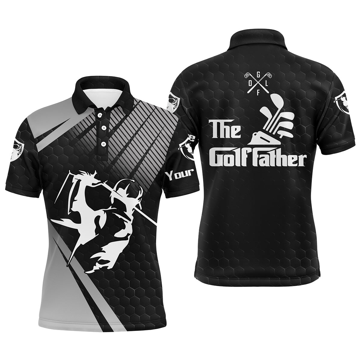 Personalized The Golf Father Dry Fit Polo Shirts For Men Black Golf Upf Shirts Gifts For Golf Lovers