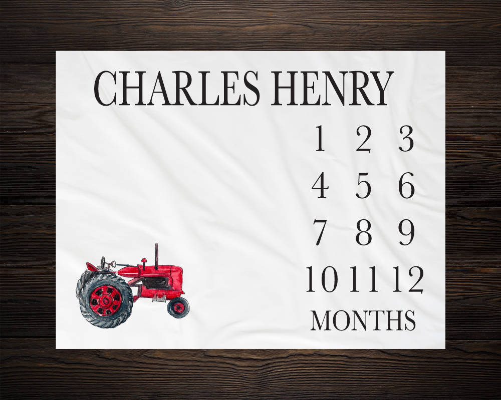 Personalized Tractor Milestone Blanket